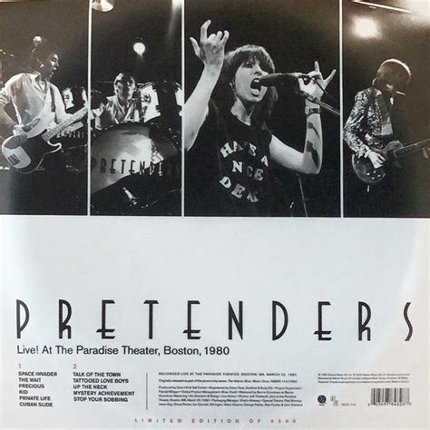 Pretenders – Live! At The Paradise Theater, Boston, 1980 – Vinyl (Clear ...