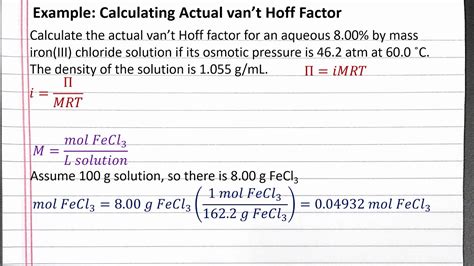 Van't Hoff Factor Of Glucose