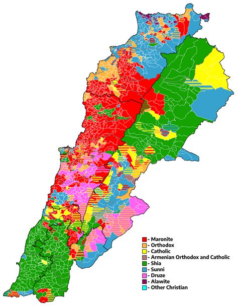 Religious map of Lebanon by municipality : r/MapPorn