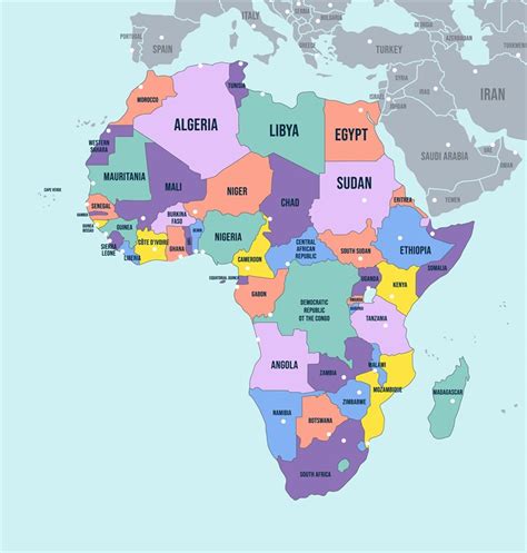 Political Map of Africa continent. English labeled countries names and ...