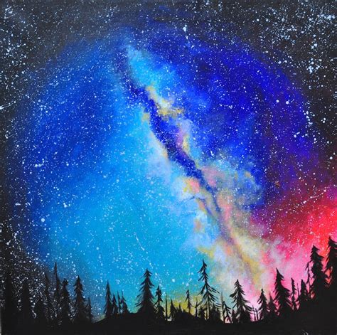 Colorful Galaxy Forest Painting Space Art Cosmic Art Galaxy | Etsy