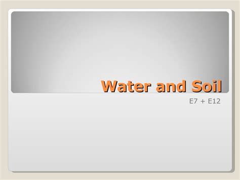 Water And Soil | PPT