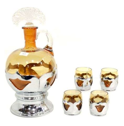 Farber Bros Cambridge Amber Decanter and Cups Glassware Collection ...