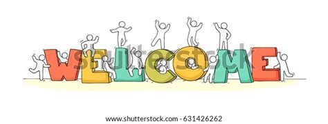 Crowd Working Little People Big Letters Stock Vector (Royalty Free ...