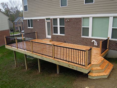 western red cedar deck with black aluminum railing and custom steps ...