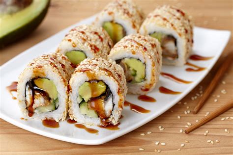 California sushi roll with eel, avocado and cucumber - Waiter.com Food ...