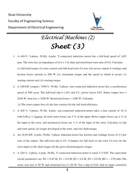 Sheet 3 | PDF | Electric Motor | Equipment