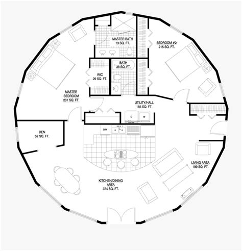 2 Bedroom Yurt Floor Plans , Free Transparent Clipart - ClipartKey