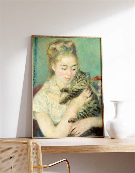 Pierre-auguste Renoir Woman With a Cat 1875 Vintage Print, Cat Decor ...