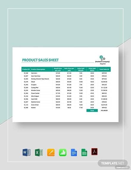 FREE 7+ Sales Sheet Samples in Google Docs | Google Sheets | Excel | MS ...