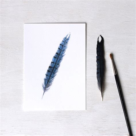 Blue Jay Feather Art Print – Trowel and Paintbrush