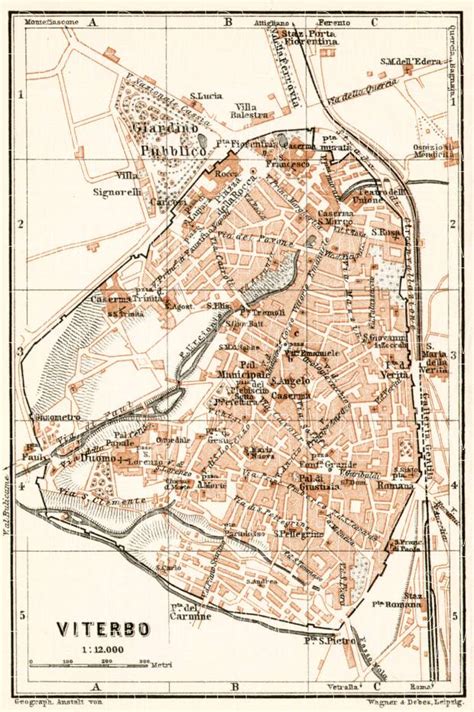 Old map of Viterbo in 1909. Buy vintage map replica poster print or ...