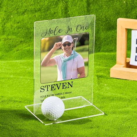 Personalized Photo Acrylic Golf Plaque Custom Golf Ball Display Hole i ...