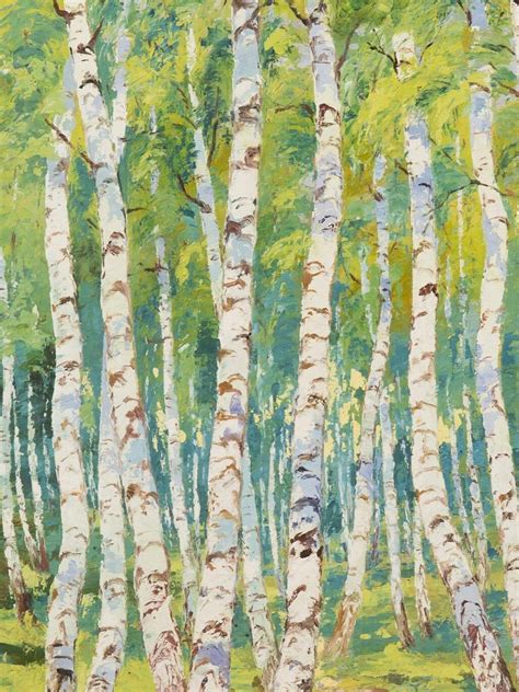 ART PRINT in a Birch Grove Oil Painting Vintage Birch Tree - Etsy