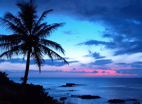 Blue Beach Sunset Wallpaper