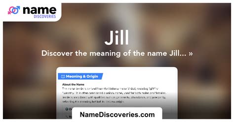 Jill - Name Meaning and Origin