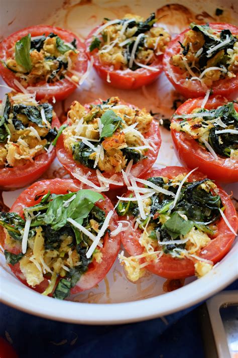 Spinach and Herb Stuffed Tomatoes - Julia's Cuisine