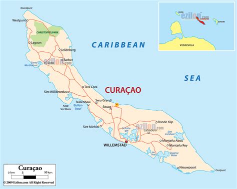 Curacao Country Map