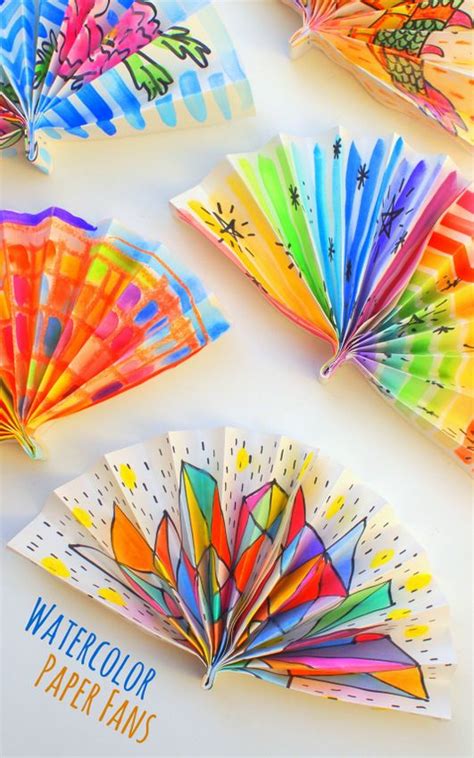 Watercolor Painted Paper Fans - these paper fans turned beautifully ...