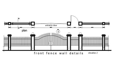 Front fence wall details are given in this Autocad drawing file. This ...