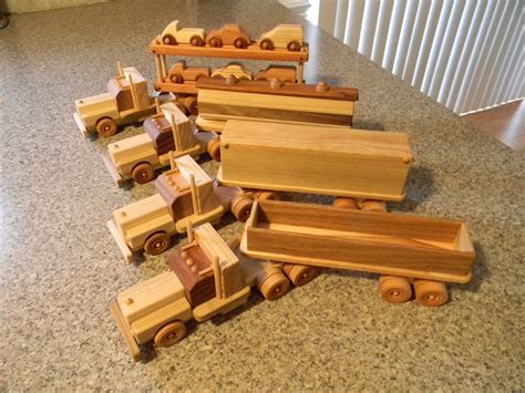 Wooden Toy Trucks "Big Super Holidays Special" 5 Handmade 18 Wheelers ...