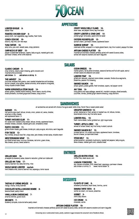 50 Ocean Menu, Menu for 50 Ocean, Delray Beach, Miami - Urbanspoon/Zomato