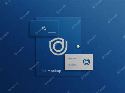 Premium PSD | Blue business card on file PSD mockup