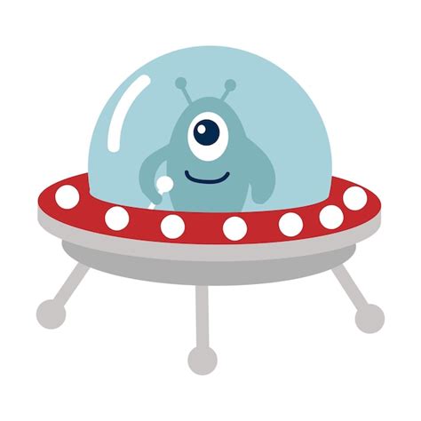 Premium Vector | Cute alien in spaceship cartoon