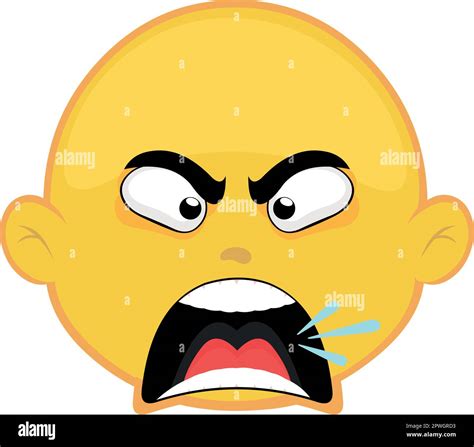 Vector illustration yellow cartoon character emoticon yelling and an ...