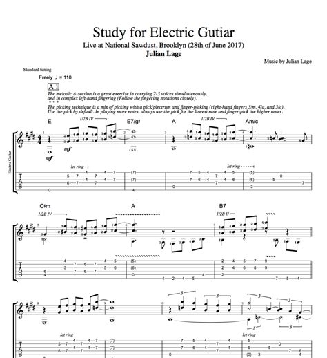 "Study for Electric Guitar" by Julian Lage || Guitar: Tabs + Sheet ...