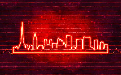 Download wallpapers Tokyo red neon silhouette, 4k, red neon lights ...