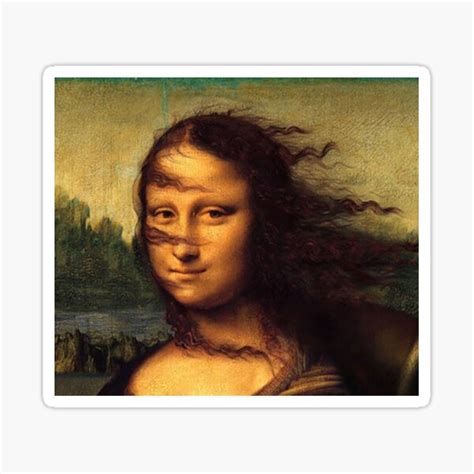 "Funny Mona Lisa wind in hair" Sticker by MindChirp | Redbubble