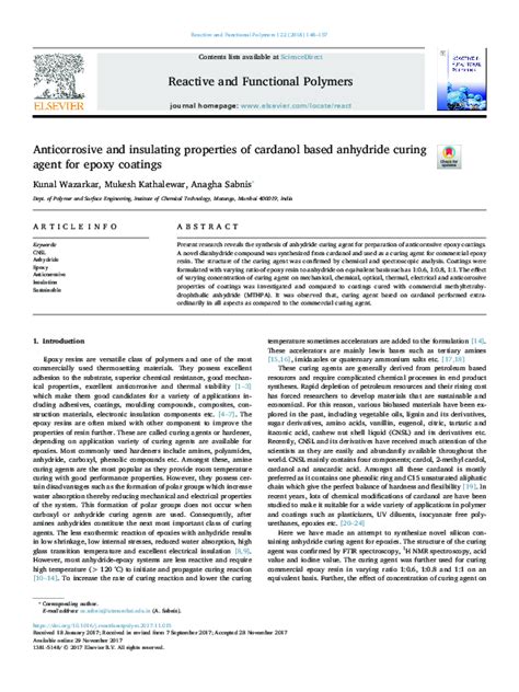 (PDF) Anticorrosive and insulating properties of cardanol based ...