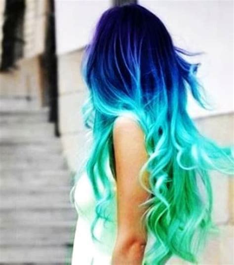 Clip in Hair Extensions // Aqua Blue Ombre // Human Remy Hair