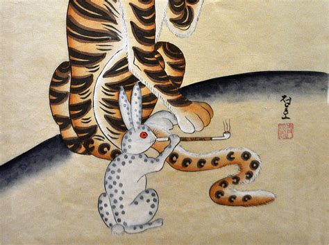 Korea art tiger painting waterpainting traditional folk style | Etsy