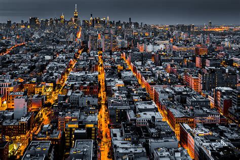 Aerial view of New York City at night Photograph by Mihai Andritoiu ...