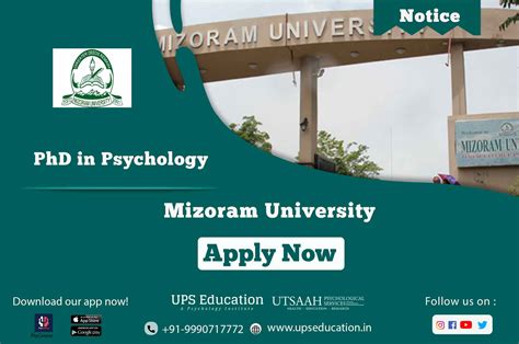 PhD Psychology Admission 2021 in Mizoram University. - UPS Education