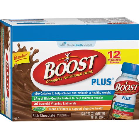 Amazon.com : Boost Plus Chocolate Ready To Drink, 8 fl oz bottles, Pack ...