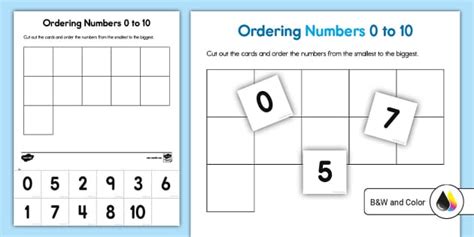 Ordering Numbers Zero to Ten Cut and Paste Activity - Twinkl