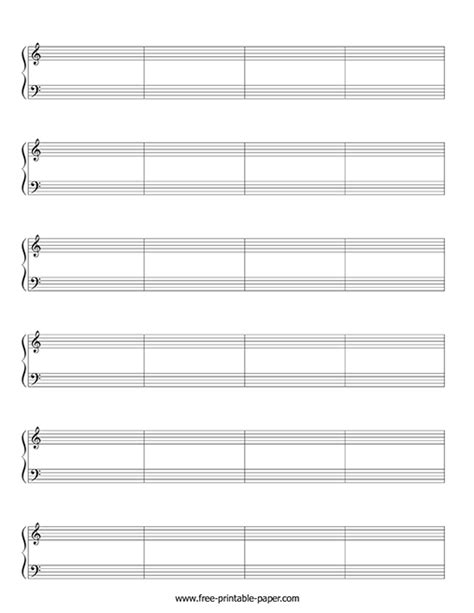 Printable Sheet Music For Piano With Bar Lines – Free Printable Paper