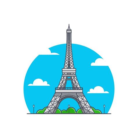 Paris eiffel tower flat illustration cartoon icon 7161672 Vector Art at ...