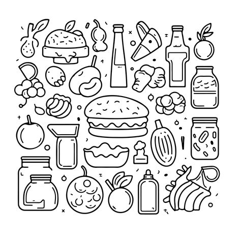 Premium Vector | Food coloring page line drawing day