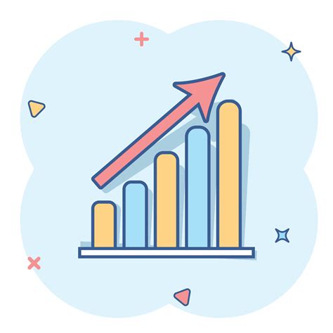 Vector cartoon business graph icon in comic style. Chart sign ...