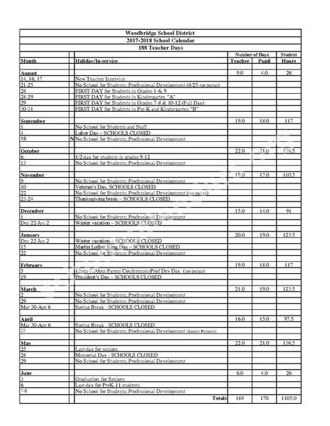 Woodbridge School District Calendar 2022 - Schoolcalendars.net