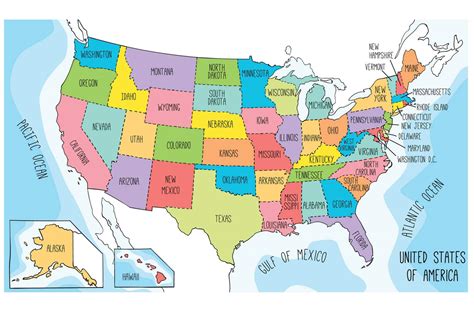 United States Map With State Names Printable