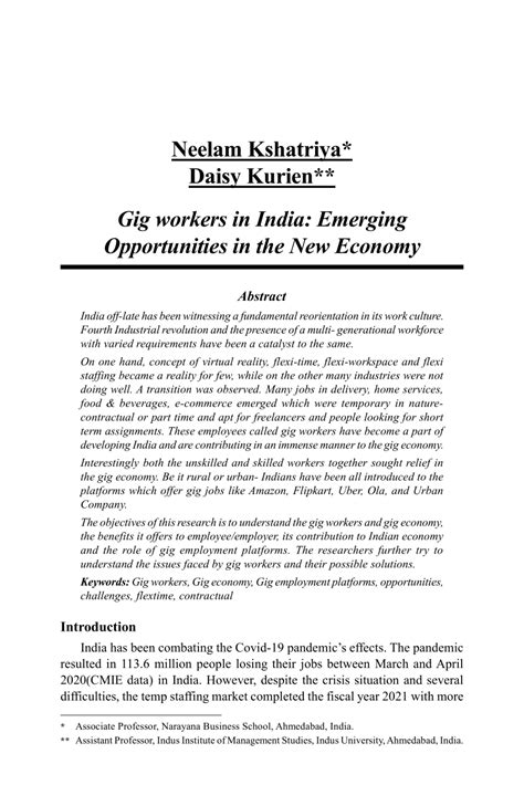 (PDF) Gig workers in India