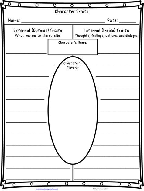 Character Traits Chart for Teaching