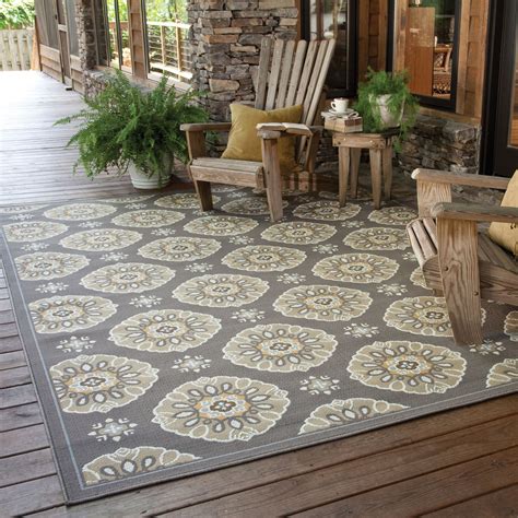 Floral Gray/Grey/Gold Indoor-Outdoor Area Rug – Modern Rugs and Decor