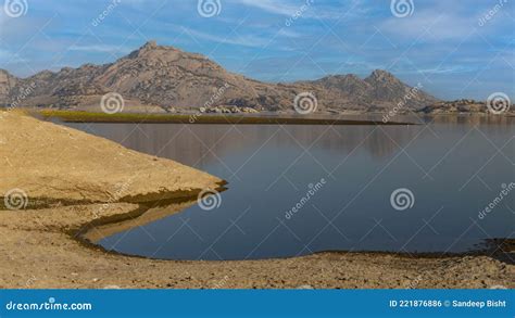 Landscape of Jawai Dam with Water and Mountain Ranges Stock Photo ...