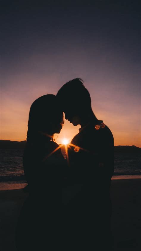 Kissing Couple Silhouette Sunset